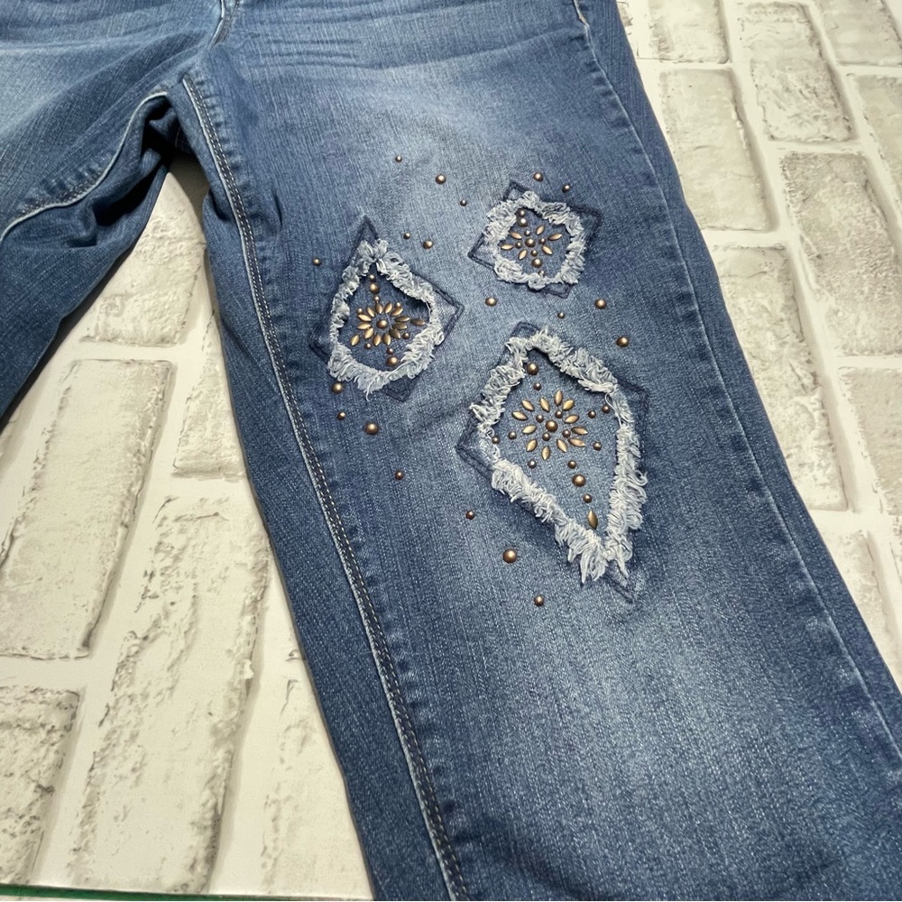 Vintage Code Bleu America "Bestie" Jeans. Gracie. Size 14W. Distressed. Studs - Picture 2 of 15
